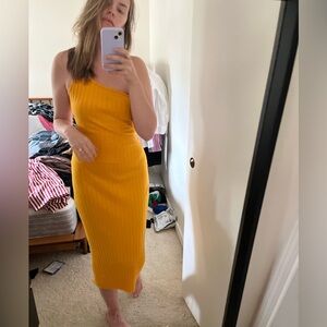 Simon Miller one shoulder orange ribbed dress. Worn twice.